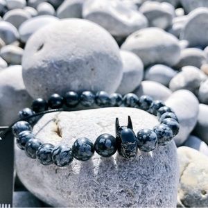 Black/Gray Beads Batman Bracelet